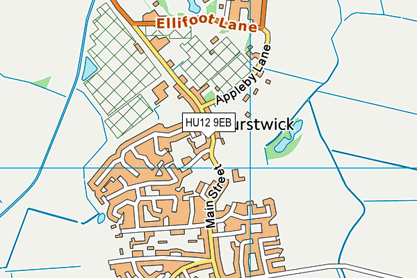 HU12 9EB map - OS VectorMap District (Ordnance Survey)