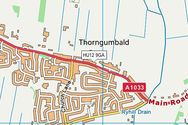 HU12 9GA map - OS VectorMap District (Ordnance Survey)