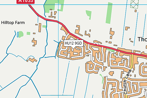 HU12 9GD map - OS VectorMap District (Ordnance Survey)