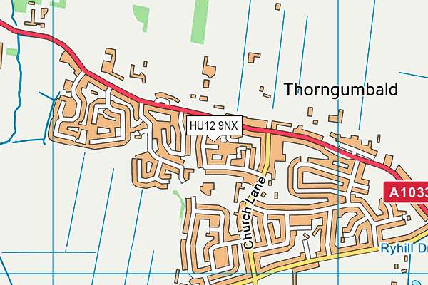 HU12 9NX map - OS VectorMap District (Ordnance Survey)