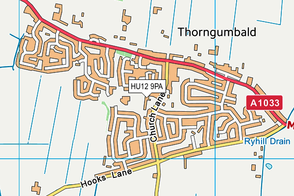 HU12 9PA map - OS VectorMap District (Ordnance Survey)