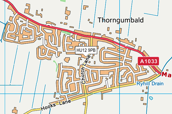 HU12 9PB map - OS VectorMap District (Ordnance Survey)