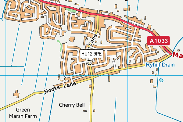 HU12 9PE map - OS VectorMap District (Ordnance Survey)