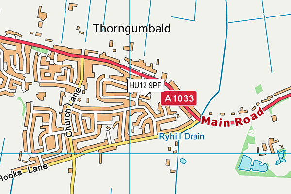 HU12 9PF map - OS VectorMap District (Ordnance Survey)