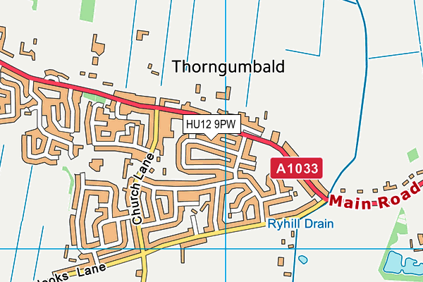 HU12 9PW map - OS VectorMap District (Ordnance Survey)