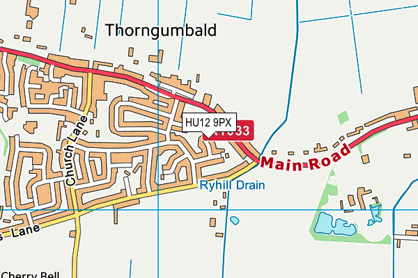 HU12 9PX map - OS VectorMap District (Ordnance Survey)