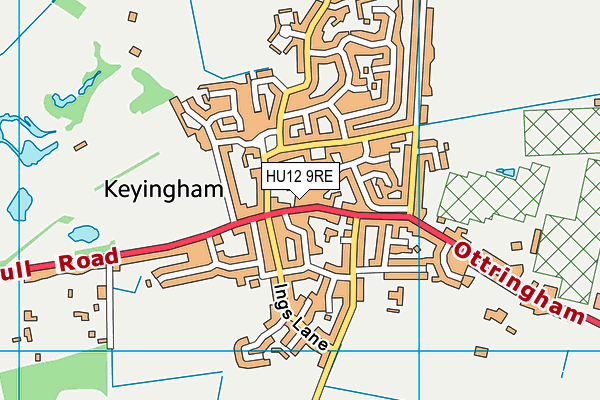 HU12 9RE map - OS VectorMap District (Ordnance Survey)