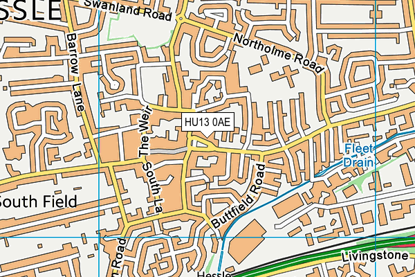 HU13 0AE map - OS VectorMap District (Ordnance Survey)