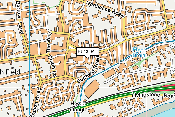 HU13 0AL map - OS VectorMap District (Ordnance Survey)