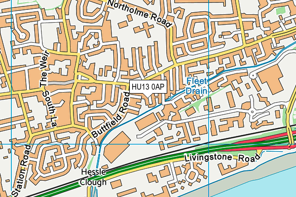 HU13 0AP map - OS VectorMap District (Ordnance Survey)