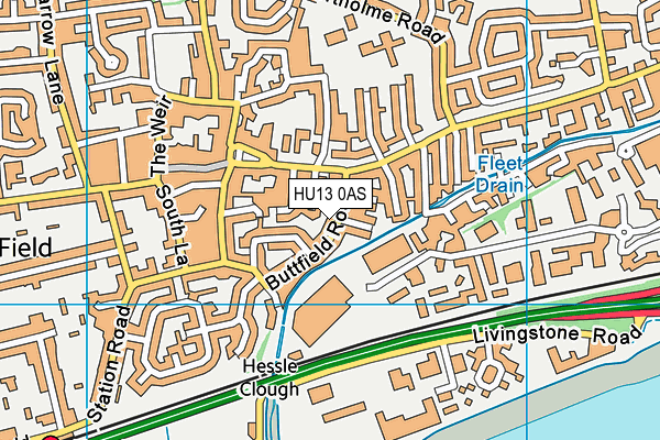 HU13 0AS map - OS VectorMap District (Ordnance Survey)