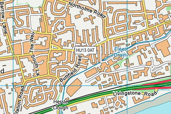 HU13 0AT map - OS VectorMap District (Ordnance Survey)