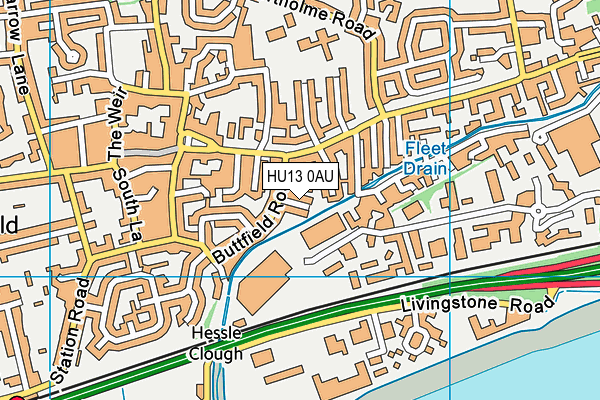 HU13 0AU map - OS VectorMap District (Ordnance Survey)