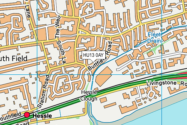 HU13 0AY map - OS VectorMap District (Ordnance Survey)