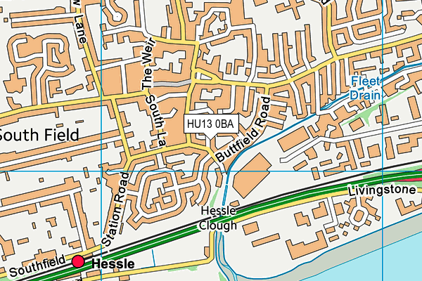 HU13 0BA map - OS VectorMap District (Ordnance Survey)