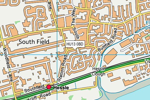 HU13 0BD map - OS VectorMap District (Ordnance Survey)