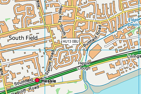 HU13 0BU map - OS VectorMap District (Ordnance Survey)