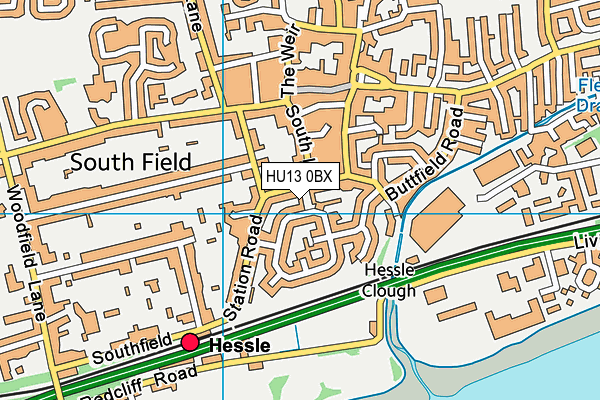 HU13 0BX map - OS VectorMap District (Ordnance Survey)