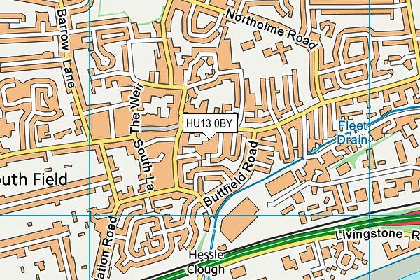 HU13 0BY map - OS VectorMap District (Ordnance Survey)