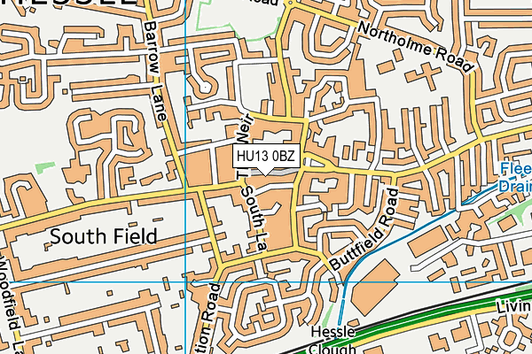 HU13 0BZ map - OS VectorMap District (Ordnance Survey)