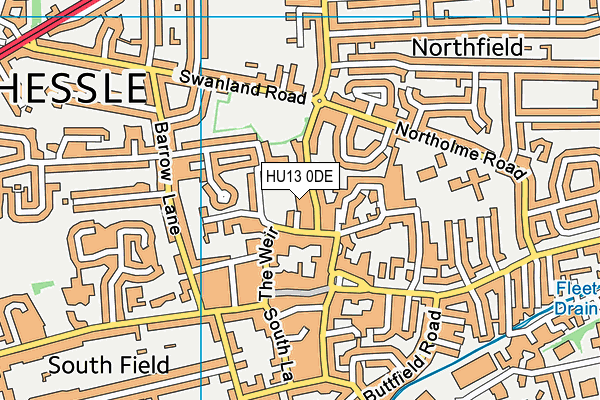 HU13 0DE map - OS VectorMap District (Ordnance Survey)