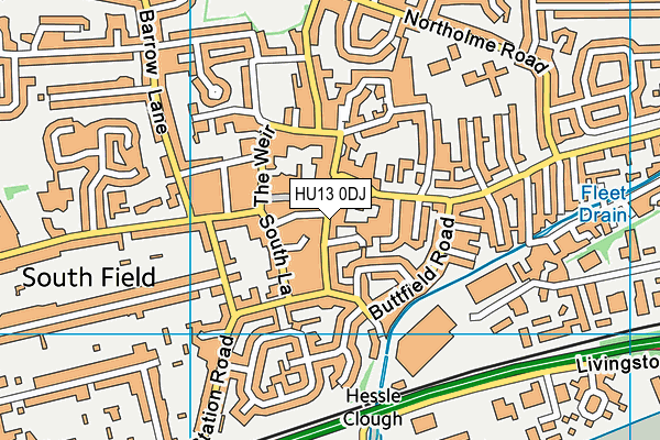 HU13 0DJ map - OS VectorMap District (Ordnance Survey)