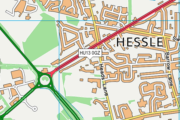 HU13 0GZ map - OS VectorMap District (Ordnance Survey)