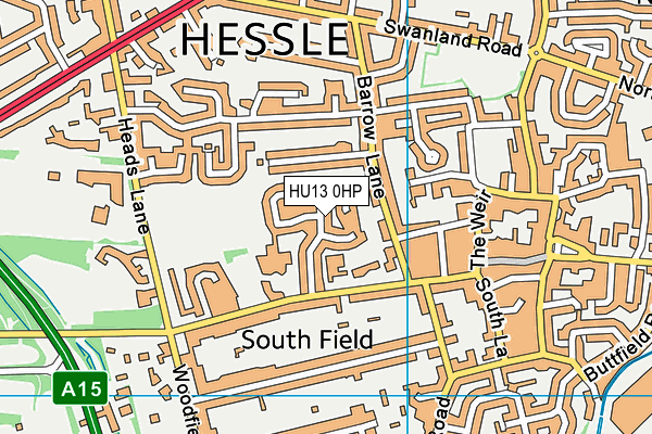 HU13 0HP map - OS VectorMap District (Ordnance Survey)