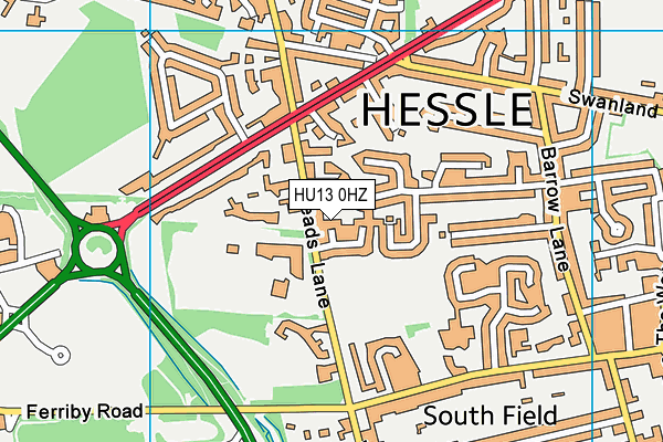 HU13 0HZ map - OS VectorMap District (Ordnance Survey)