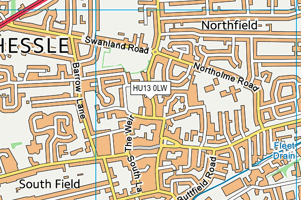 HU13 0LW map - OS VectorMap District (Ordnance Survey)