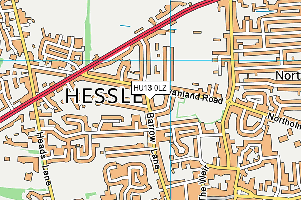 HU13 0LZ map - OS VectorMap District (Ordnance Survey)