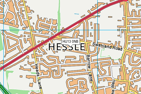 HU13 0NB map - OS VectorMap District (Ordnance Survey)