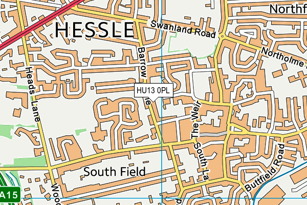 HU13 0PL map - OS VectorMap District (Ordnance Survey)