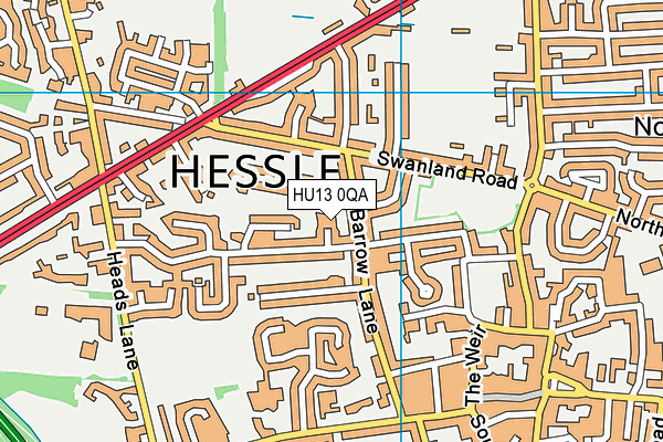 HU13 0QA map - OS VectorMap District (Ordnance Survey)