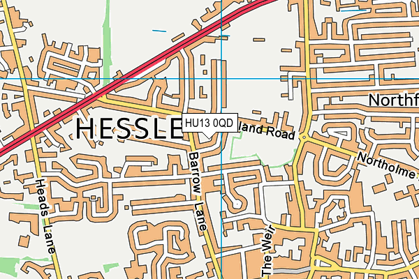 HU13 0QD map - OS VectorMap District (Ordnance Survey)