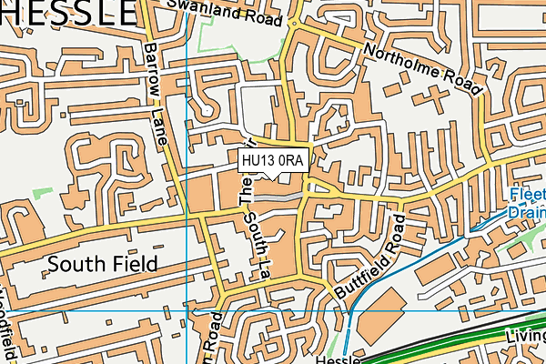 HU13 0RA map - OS VectorMap District (Ordnance Survey)