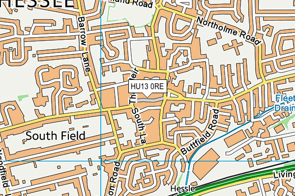 HU13 0RE map - OS VectorMap District (Ordnance Survey)