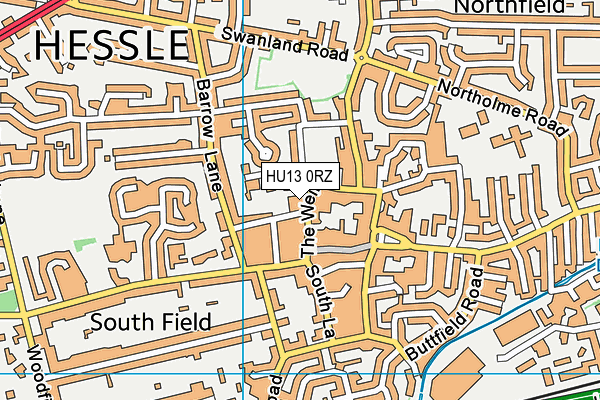 HU13 0RZ map - OS VectorMap District (Ordnance Survey)