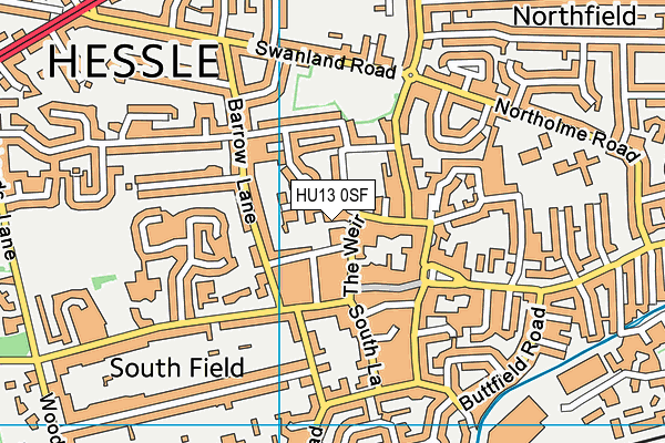 HU13 0SF map - OS VectorMap District (Ordnance Survey)