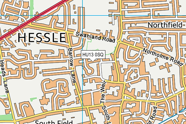 HU13 0SQ map - OS VectorMap District (Ordnance Survey)