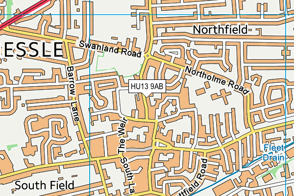 HU13 9AB map - OS VectorMap District (Ordnance Survey)