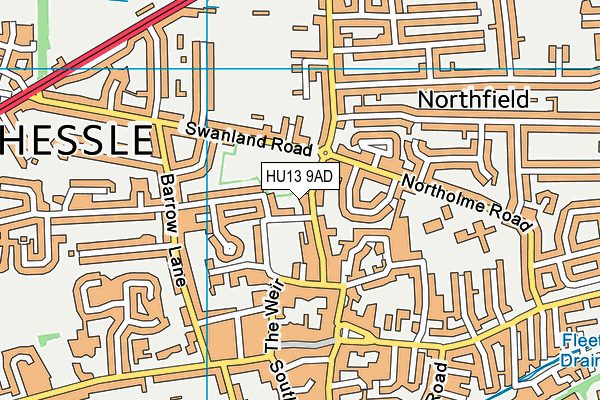 HU13 9AD map - OS VectorMap District (Ordnance Survey)