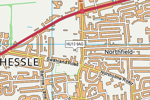 HU13 9AG map - OS VectorMap District (Ordnance Survey)