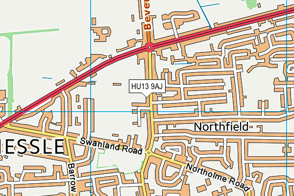 HU13 9AJ map - OS VectorMap District (Ordnance Survey)