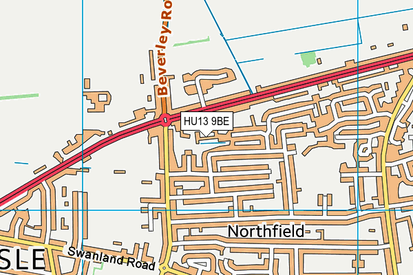 HU13 9BE map - OS VectorMap District (Ordnance Survey)