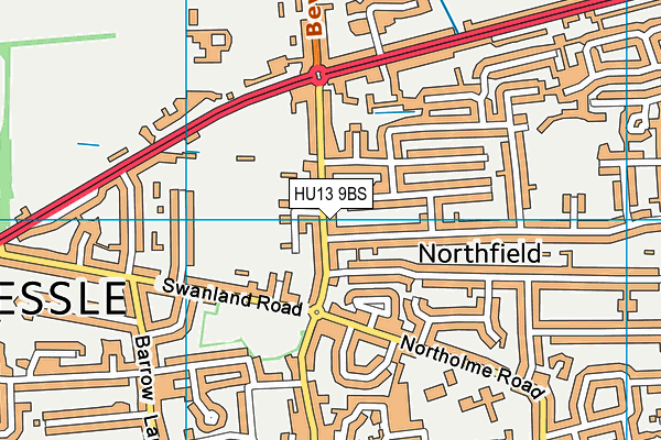 HU13 9BS map - OS VectorMap District (Ordnance Survey)