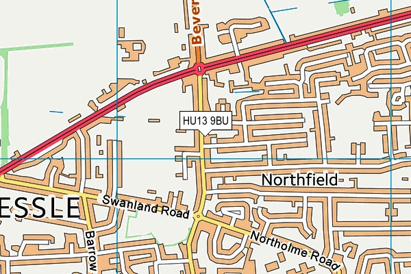 HU13 9BU map - OS VectorMap District (Ordnance Survey)