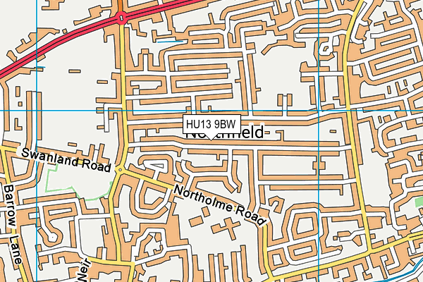 HU13 9BW map - OS VectorMap District (Ordnance Survey)