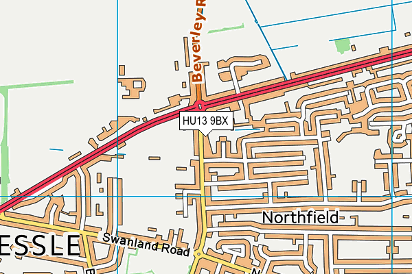 HU13 9BX map - OS VectorMap District (Ordnance Survey)