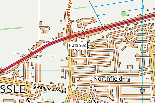HU13 9BZ map - OS VectorMap District (Ordnance Survey)